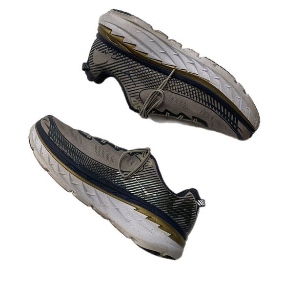 HOKA ONE ONE M Bondi 5 Gray Blue Gold Running Shoes Size 11 1014757 CGMN - Picture 2 of 10
